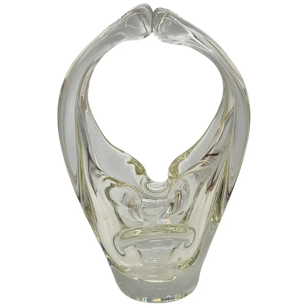 ITALIAN MURANO MCM ART GLASS BASKET ABSTRACT WITH POLISHED PONTIL 8